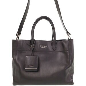 Prada City Calf Tote Shoulder Bag Black